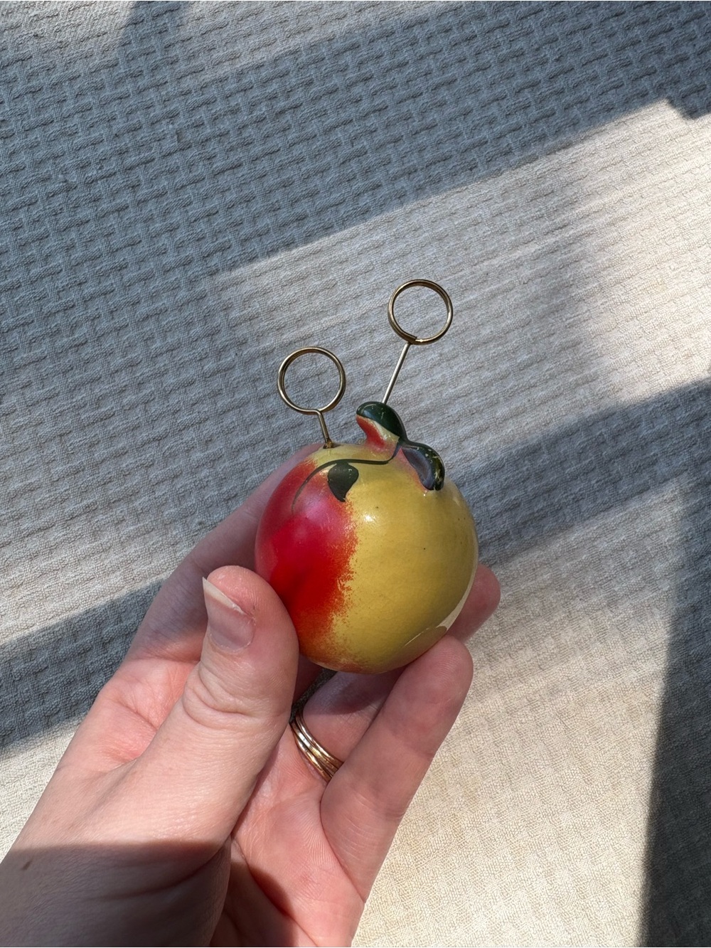 Vintage Apple Polaroid Photo Holder - Red and Yellow